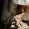 Sandale mariée petit talon argentée