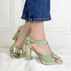 Salomé plateforme en velours menthe et champagne
