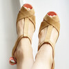 Salomé en velours camel et corail