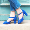 Salomé plateforme velours bleu roi