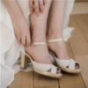 Salomé plateforme en velours blanc cassé et irisé champagne
