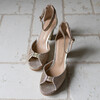 Charlotte plateforme en paillettes et glitter champagne