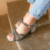 Mule Suzanne en irisé argent et python