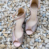 Sandale Charlotte en fines paillettes or blond et irisé or rose