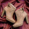 Bottines à talons camel et paillettes