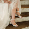 Charlotte sandal in white paillette with a small heel