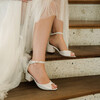 Charlotte sandal in white paillette with a small heel