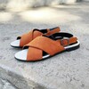 Sandale adèle en velours orange fluo