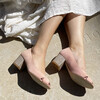 Chaussure de mariage rose poudré talon carré 