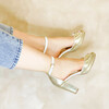 Sandale plateforme doré irisé cuir blanc