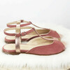 Sandale Charlotte plate en velours rose thé et irisé or rose