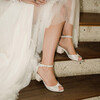 Charlotte high en irisé ivoire, cuir lisse et paillettes blancs