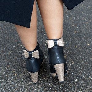 Bottines noires dorées paillettes noeud