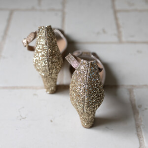 Charlotte plateforme en paillettes et glitter champagne