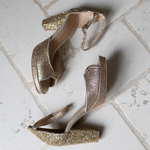 Charlotte plateforme en paillettes et glitter champagne