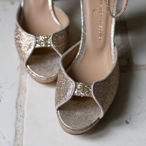 Charlotte plateforme en paillettes et glitter champagne