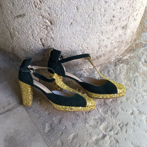 Salomé vert sapin et paillettes or
