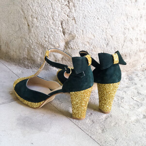 Salomé vert sapin et paillettes or
