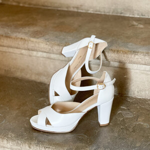 Salomé plateforme en cuir lisse blanc