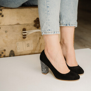 Escarpin rond noir et paillette 