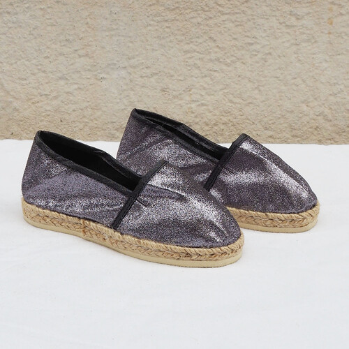 Espadrille enfant en paillettes chrome