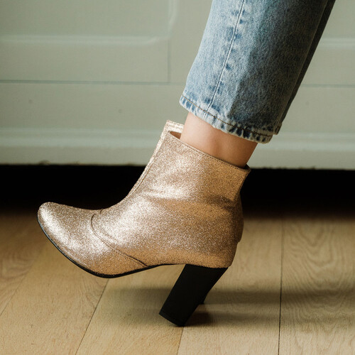Bottines à paillettes dorées Bottines à paillettes dorées