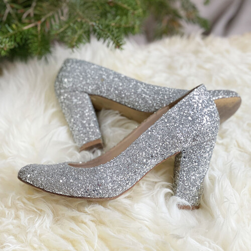 Escarpins en glitter argent