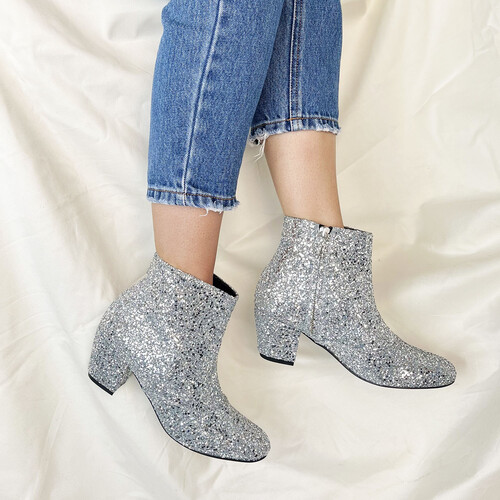 Bottines en glitter argent Bottines en glitter argent