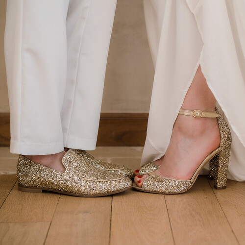 Chaussure mariage dorée
