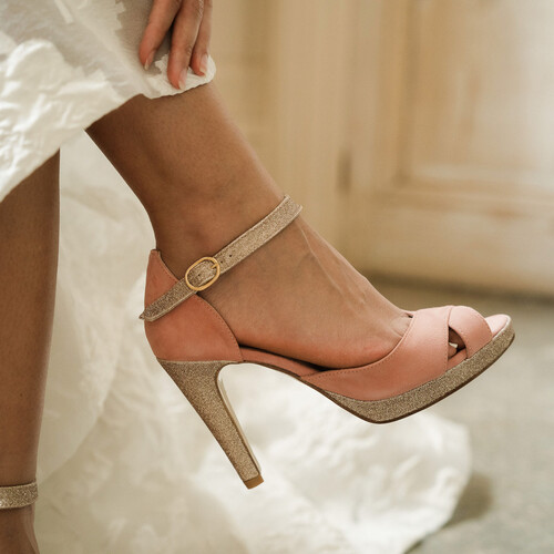 Nude and blush pink bridal shoes