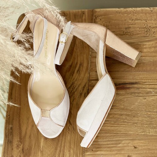 Sandale à plateforme de mariée blanche 