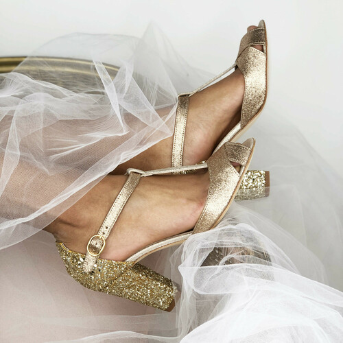 Chaussure mariage dorée
