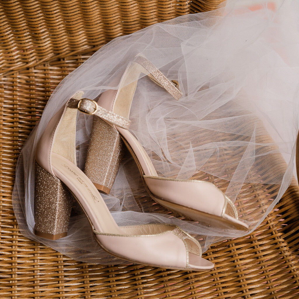 Charlotte High en cuir lisse beige rosé, or blond
